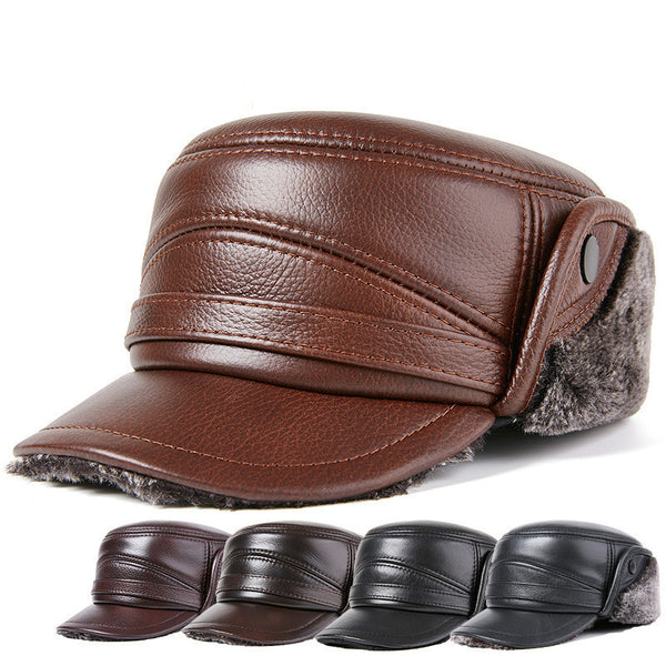 Men's Thick Warm Leather Cap