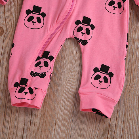 Toddlers Long sleeve panda print Jumpsuit
