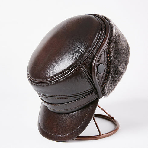 Men's Thick Warm Leather Cap
