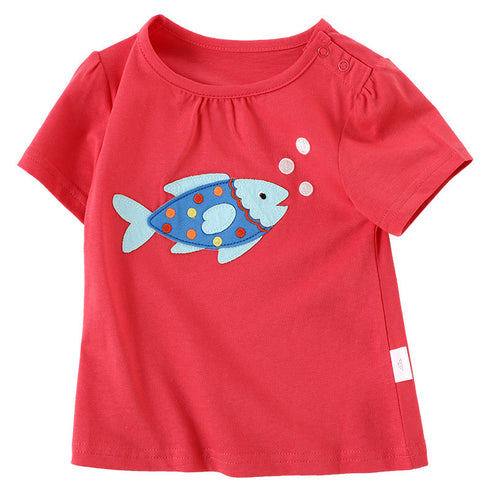 Cartoon Pattern Stitching Baby Short-Sleeved T-Shirt