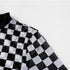Women's mesh checkerboard perspective long-sleeved shirt