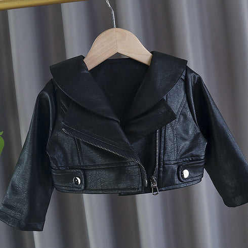 Girls' Stitched Leather Skirt Jacket