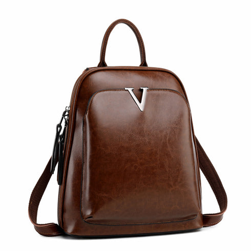 Letter V Leather Backpack