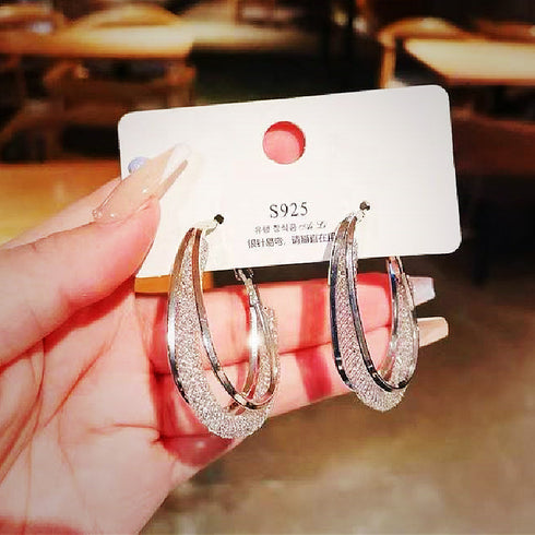 Silver and Golden Studded Ear Hoops