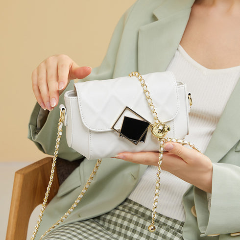 Cowhide Shoulder Messenger Small Golden Ball Bag