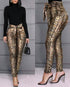 Bow-tie casual leather pants