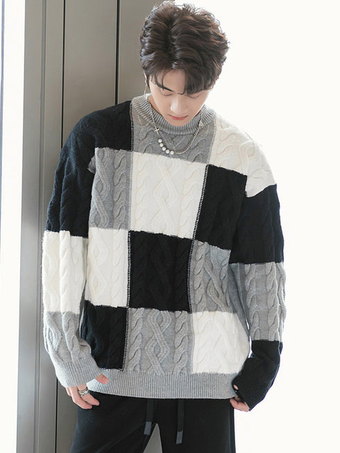 Crewneck Checkerboard Sweater