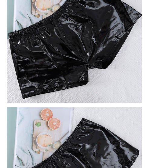 Men's Zipper Bright Leather Pants