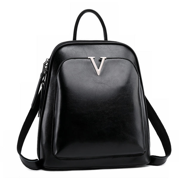 Letter V Leather Backpack