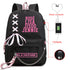 Black-pink USB Charging Student Backpack