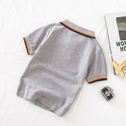 Kids Cotton Cartoon Pattern Casual Short Sleeves Shirt