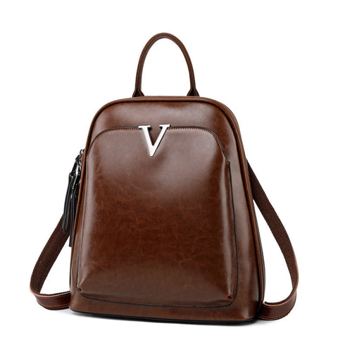 Letter V Leather Backpack