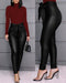 Bow-tie casual leather pants