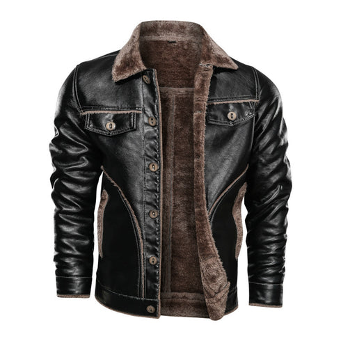 Fur Collared Leather jacket with furry pockets