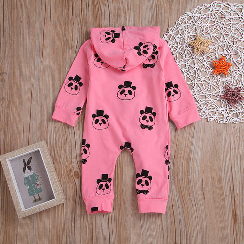 Toddlers Long sleeve panda print Jumpsuit