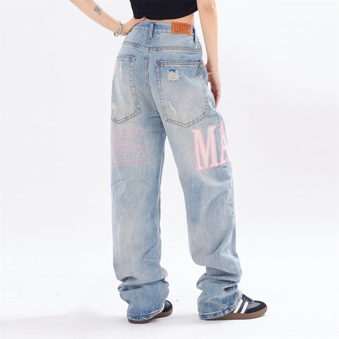 Girls Ripped Beggar Denim Trousers