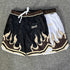 Men Flame Double Layer Mesh Style Shorts