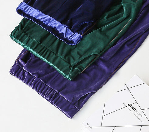 Women's Wide Leg Velvet Tracksuit