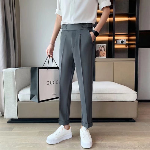 Draping Cropped Small Suit Pants