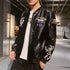 Men's Motorcycle Embroidered Leather Jacket