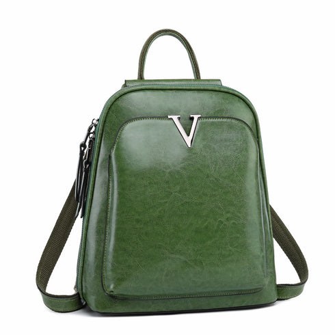 Letter V Leather Backpack