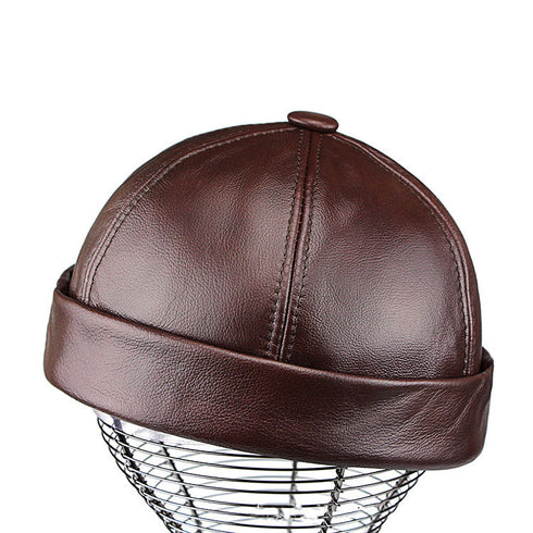 Leather No-brimmed Melon Hat