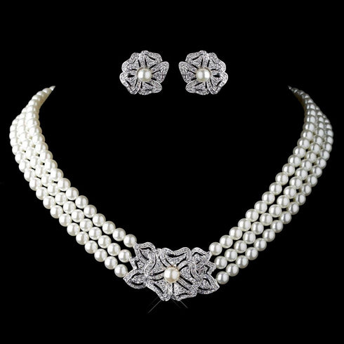 Pearl Rhinestone Jewellery Set