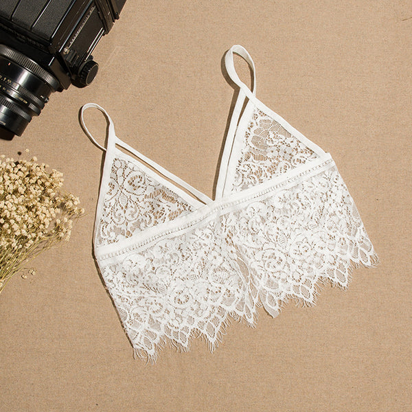 Lace condole belt hollow-out bra