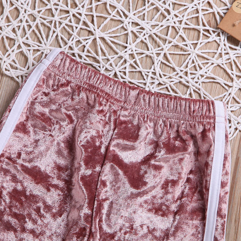 Kid's Velvet Sweatshirt Trousers Tracksuit Sets