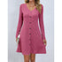 V-neck Long Sleeves Button Waist Dress