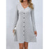 V-neck Long Sleeves Button Waist Dress