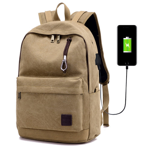 Canvas USB rechargeable backpack