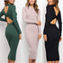 Women's Suits Sweater Backless Bow Tight Dresses