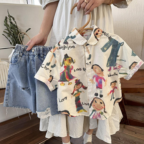 Kids Korean Edition Summer Shirt For Boys