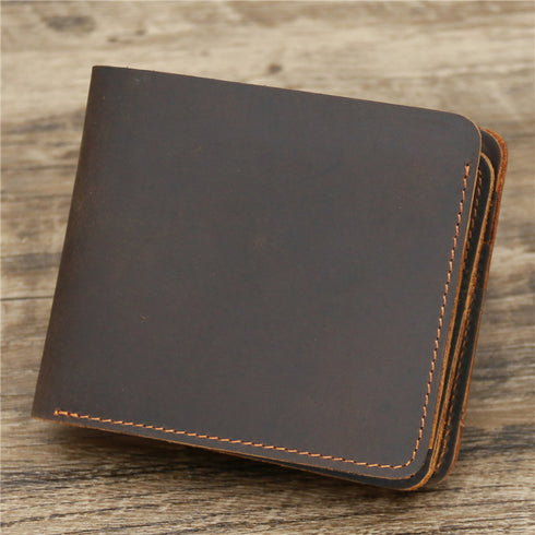 Retro Rough Tri-fold Leather Wallet