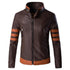 Men's Coffee Colour Leather Jacket with Brown strips
