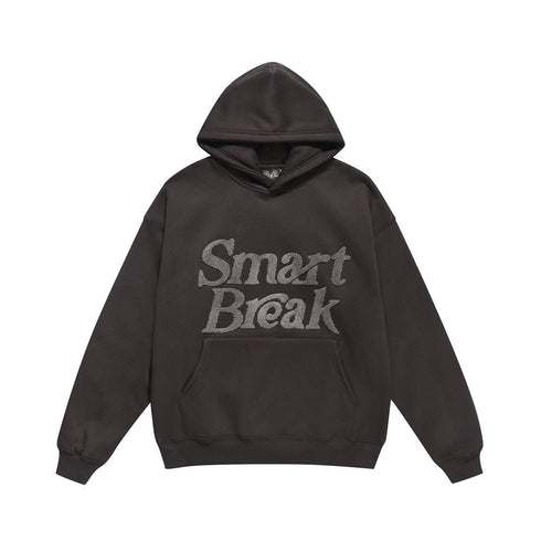 Flocking Embroidery Letters Plus Velvet Thickened Hoodie