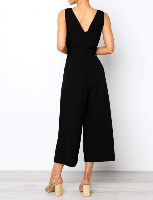 Ladies V-neck Tyra Jumpsuit - Black & Red