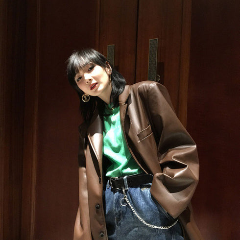 Women's Loose Trendy Leather Jacket