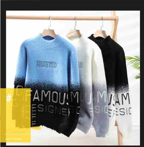 Men's Half Turtleneck Fleece Thickened Sweater