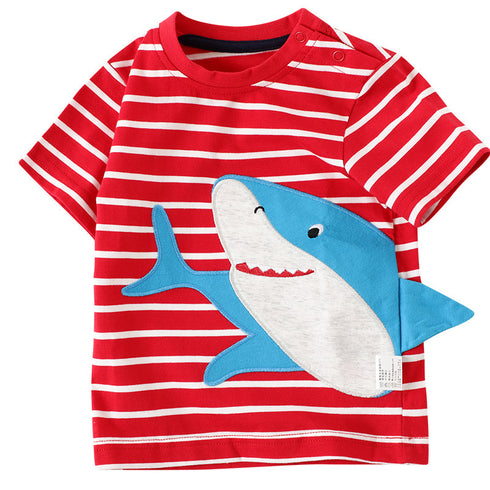 Cartoon Pattern Stitching Baby Short-Sleeved T-Shirt