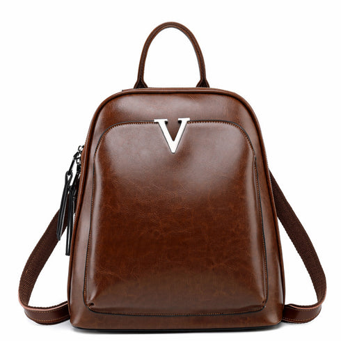 Letter V Leather Backpack