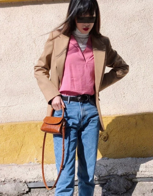 Horizontal Sqaure Fashionable Mini Leather Bag