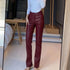 Women's High Elastic Leather Pants