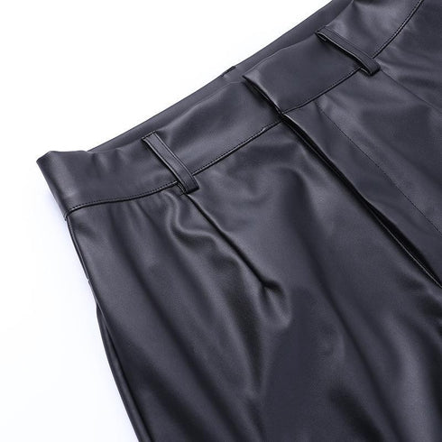 Women's Loose Hollow Straight Black Trousers
