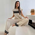 High Waist Wide Leg Pants Two-piece Cord Set