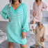 Women's Long Sleeve Striped Sweater Dress