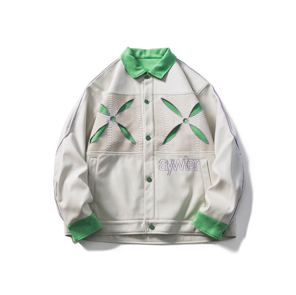 Embroidered Leather Jacket