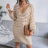 Women's Long Sleeve Striped Sweater Dress