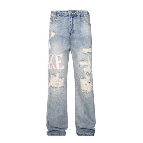 Girls Ripped Beggar Denim Trousers